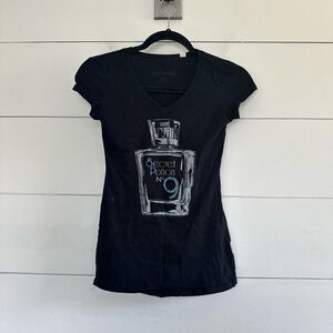 Hollywood Women’s Extra Small Black Vneck Perfume Tee Y2K 2000s